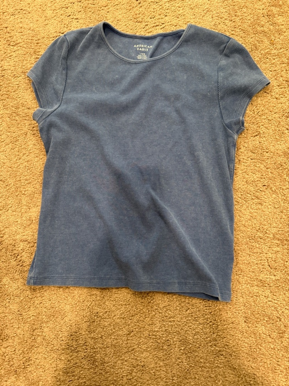 American Eagle Blue Ribbed Short Sleeve Tee